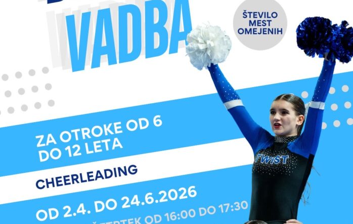Vabimo vse otroke, stare od 6 do 12 let, da se nam pridružijo na brezplačni vadbi cheerleadinga, kjer bodo skozi gibanje, igro in timsko delo spoznavali osnove akrobatike in cheerleading dvigov.